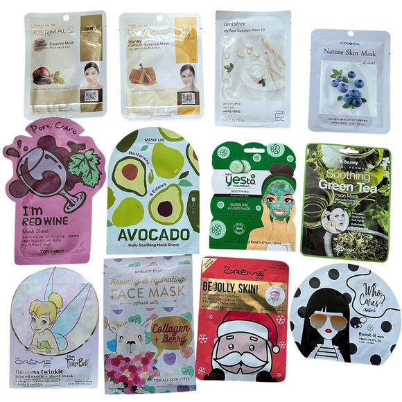 Lot / Bundle 12 Face Sheet Skincare Masks - Picture 1 of 2